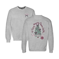 Women's  Heather Gray Texas A&M Aggies Classic Merry Christmas Tree Crewneck Sweatshirt