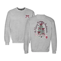 Women's  Heather Gray Indiana Hoosiers Classic Merry Christmas Tree Crewneck Sweatshirt