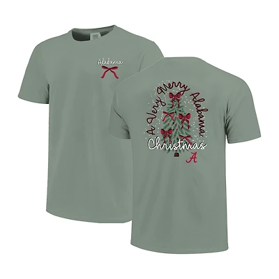 Women's  Light Green Alabama Crimson Tide Christmas Tree Comfort Colors T-Shirt