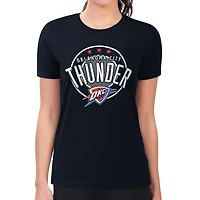 Women's G-III 4Her by Carl Banks Navy Oklahoma City Thunder Super-Slim Lightweight Pinstripe Circle Graphic T-Shirt