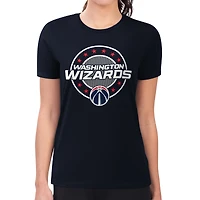 Women's G-III 4Her by Carl Banks Navy Washington Wizards Super-Slim Lightweight Pinstripe Circle Graphic T-Shirt