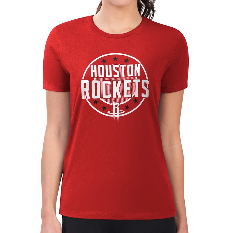 Women's G-III 4Her by Carl Banks Red Houston Rockets Super-Slim Lightweight Pinstripe Circle Graphic T-Shirt