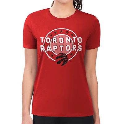 Women's G-III 4Her by Carl Banks Red Toronto Raptors Super-Slim Lightweight Pinstripe Circle Graphic T-Shirt
