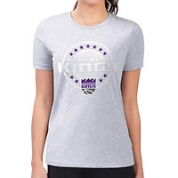 Women's G-III 4Her by Carl Banks Gray Sacramento Kings Super-Slim Lightweight Pinstripe Circle Graphic T-Shirt