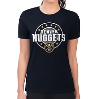 Women's G-III 4Her by Carl Banks Navy Denver Nuggets Super-Slim Lightweight Pinstripe Circle Graphic T-Shirt