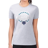 Women's G-III 4Her by Carl Banks Gray Charlotte Hornets Super-Slim Lightweight Pinstripe Circle Graphic T-Shirt
