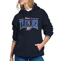 Women's Starter Navy Oklahoma City Thunder Arch Stripe Fleece Hoodie