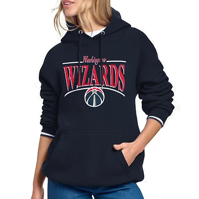 Women's Starter Navy Washington Wizards Arch Stripe Fleece Hoodie