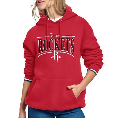 Women's Starter Red Houston Rockets Arch Stripe Fleece Hoodie