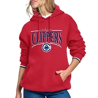 Women's Starter Red LA Clippers Arch Stripe Fleece Hoodie