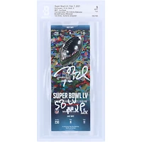 Tom Brady Tampa Bay Buccaneers Autographed Commemorative Super Bowl LV Beckett Fanatics Witnessed Authenticated Mint 9 Ticket from February 7, 2021 with "SB LV MVP" Inscription