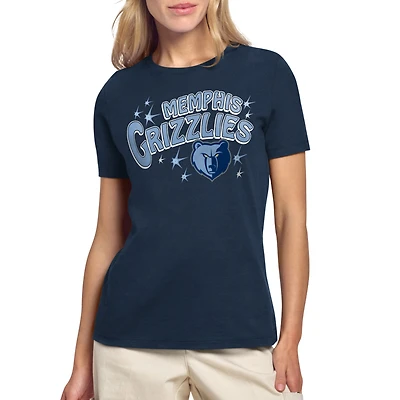 Women's Starter Navy Memphis Grizzlies Fireworks T-Shirt