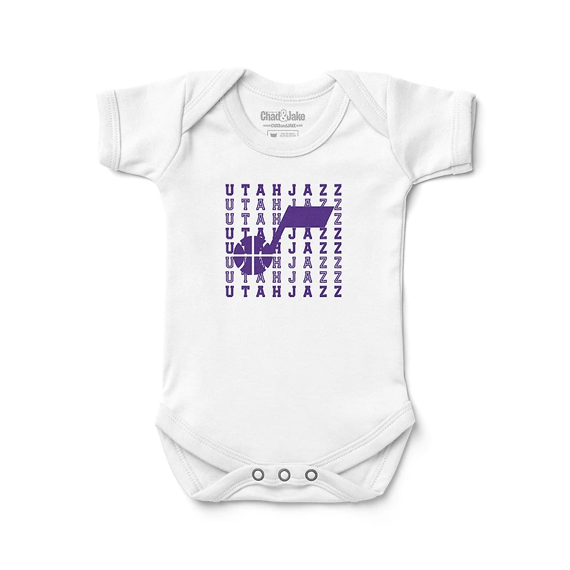 Infant Chad & Jake White Utah Jazz Retro Bodysuit