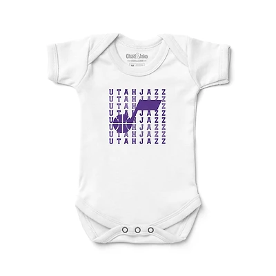 Infant Chad & Jake White Utah Jazz Retro Bodysuit