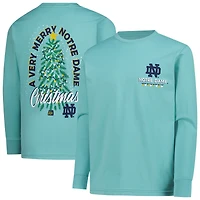 Youth  Light Green Notre Dame Fighting Irish Merry Christmas Tree Long Sleeve T-Shirt