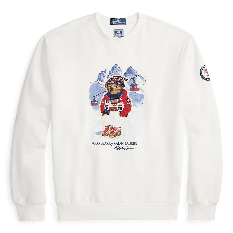 Men's Polo Ralph Lauren White Team USA 2026 Winter Olympics Polo Bear Sweatshirt