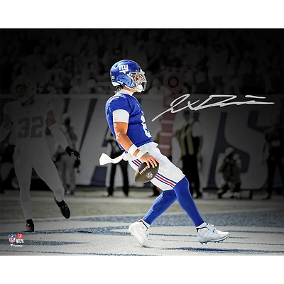 Jaxson Dart New York Giants Autographed 16" x 20" 2025 Week 4 First Career Touchdown Spotlight Photograph