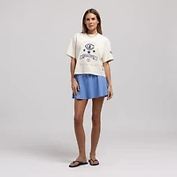 Women's Mitchell & Ness  Cream Chicago Cubs Cooperstown Yacht Rock Boxy Cropped T-Shirt