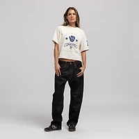 Women's Mitchell & Ness  Cream Milwaukee Brewers Cooperstown Yacht Rock Boxy Cropped T-Shirt