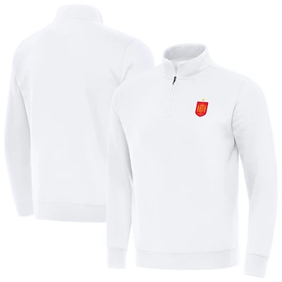 Men's Antigua White Spain National Team Landslide Quarter-Zip Pullover