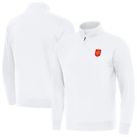 Men's Antigua  White Spain National Team Landslide Quarter-Zip Pullover