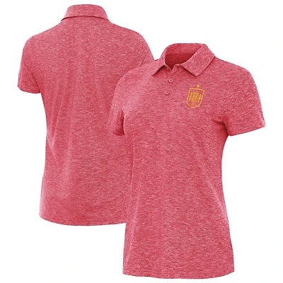 Women's Antigua Heather Red Spain National Team Triple Shot Polo