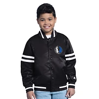 Youth Starter  Black Dallas Mavericks Satin Full-Snap Varsity Jacket