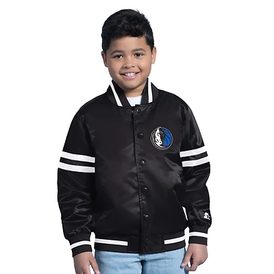 Youth Starter  Black Dallas Mavericks Satin Full-Snap Varsity Jacket