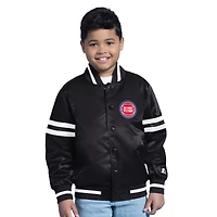 Youth Starter  Black Detroit Pistons Satin Full-Snap Varsity Jacket
