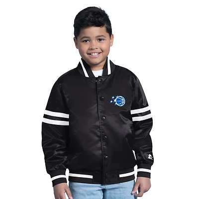 Youth Starter  Black Orlando Magic Satin Full-Snap Varsity Jacket