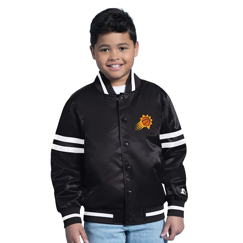 Youth Starter  Black Phoenix Suns Satin Full-Snap Varsity Jacket