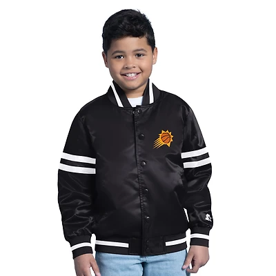 Youth Starter  Black Phoenix Suns Satin Full-Snap Varsity Jacket
