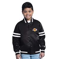 Youth Starter  Black Los Angeles Lakers Satin Full-Snap Varsity Jacket