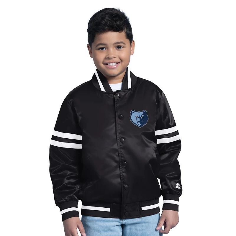Youth Starter  Black Memphis Grizzlies Satin Full-Snap Varsity Jacket
