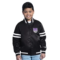 Youth Starter  Black Sacramento Kings Satin Full-Snap Varsity Jacket