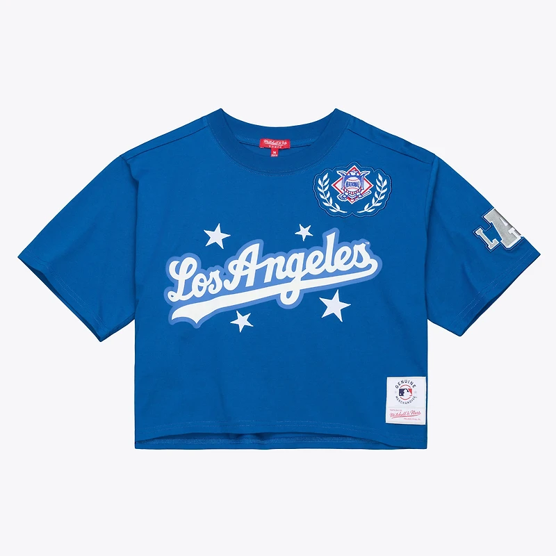 Women's Mitchell & Ness Royal Los Angeles Dodgers Pep Rally Cropped Boxy T-Shirt