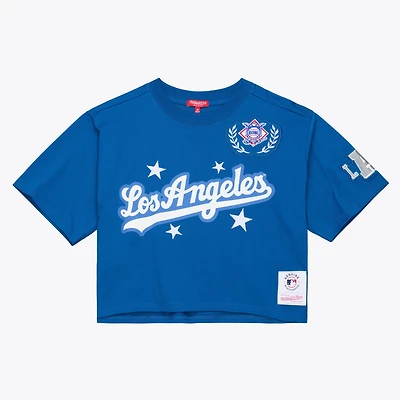 Women's Mitchell & Ness Royal Los Angeles Dodgers Pep Rally Cropped Boxy T-Shirt
