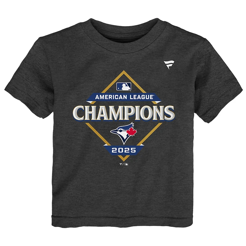 Toddler Fanatics Heather Charcoal Toronto Blue Jays 2025 American League Champions Locker Room T-Shirt