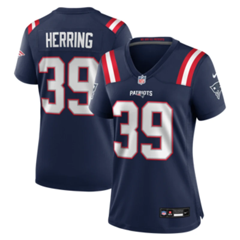 Women's Nike Tyron Herring  Navy New England Patriots Team Game Jersey