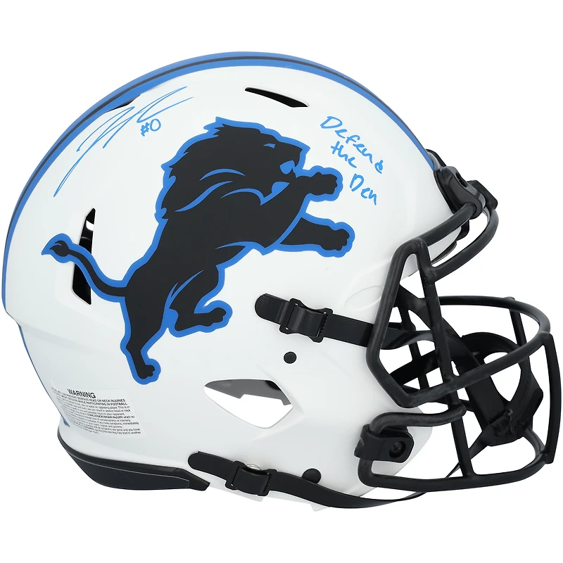 Jahmyr Gibbs Detroit Lions Autographed Riddell Lunar Speed Authentic Helmet with "Defend The Den" Inscription