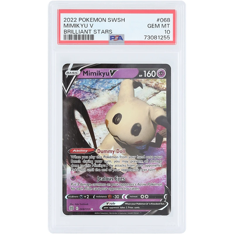 Mimikyu 2022 Pokemon Sword & Shield Brilliant Stars V #068 PSA Authenticated 10 Card