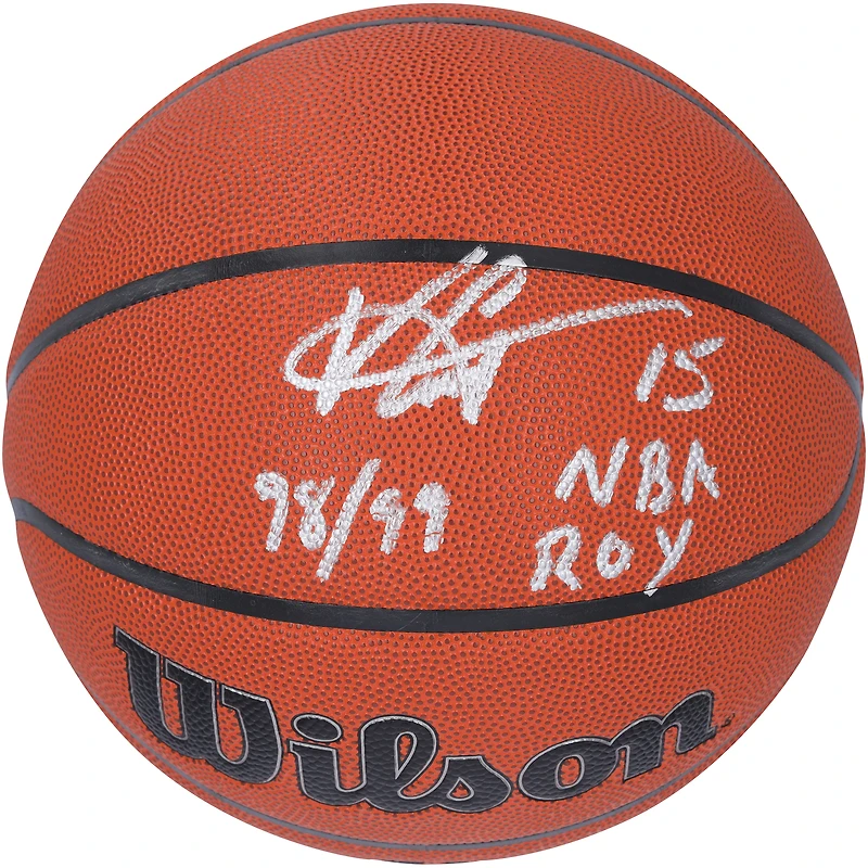 Vince Carter Toronto Raptors Autographed Wilson Authentic Series Indoor/Outdoor Basketball with "98/99 NBA ROY" Inscription