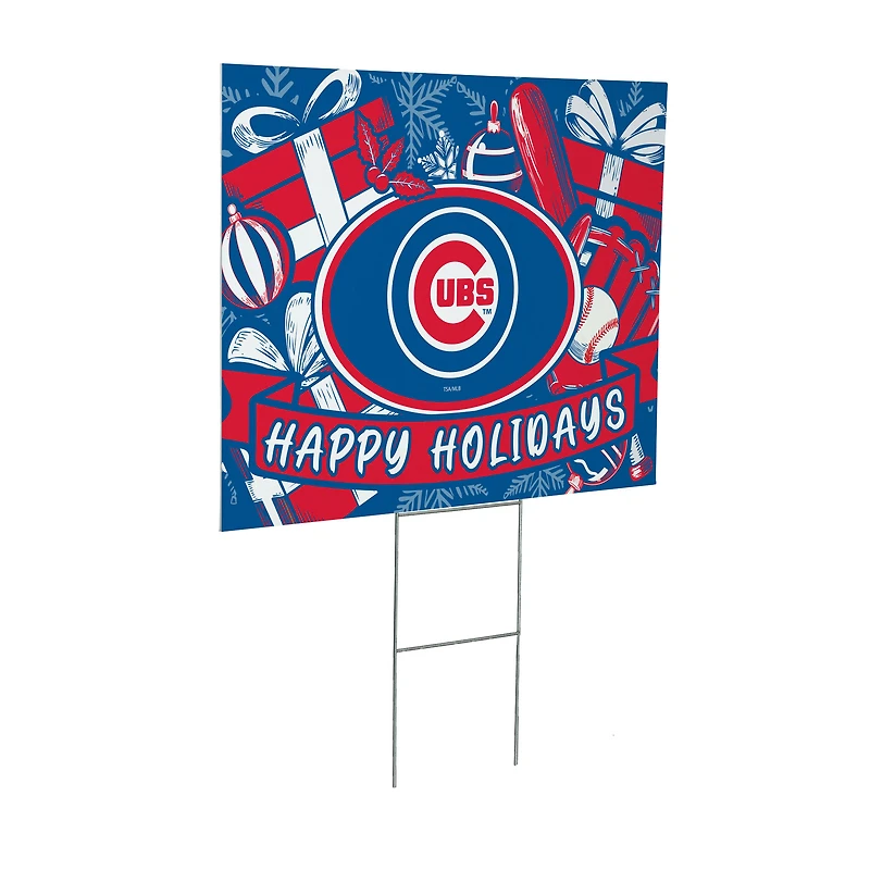 Chicago Cubs 24" x 18" Happy Holidays Christmas Outdoor Staked Yard Sign
