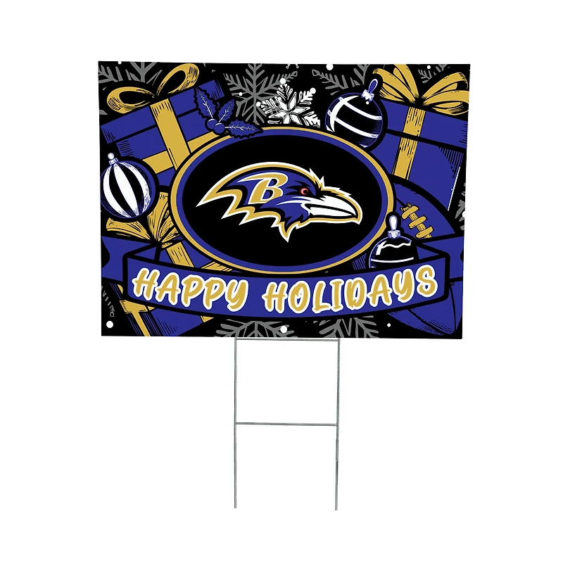 Baltimore Ravens 24" x 18" Happy Holidays Christmas Outdoor Staked Yard Sign