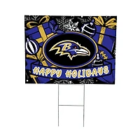 Baltimore Ravens 24" x 18" Happy Holidays Christmas Outdoor Staked Yard Sign