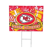 Kansas City Chiefs 24" x 18" Happy Holidays Christmas Outdoor Staked Yard Sign