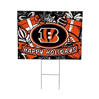 Cincinnati Bengals 24" x 18" Happy Holidays Christmas Outdoor Staked Yard Sign