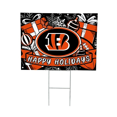 Cincinnati Bengals 24" x 18" Happy Holidays Christmas Outdoor Staked Yard Sign