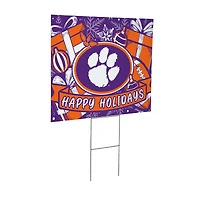 Clemson Tigers 24" x 18" Happy Holidays Christmas Outdoor Staked Yard Sign
