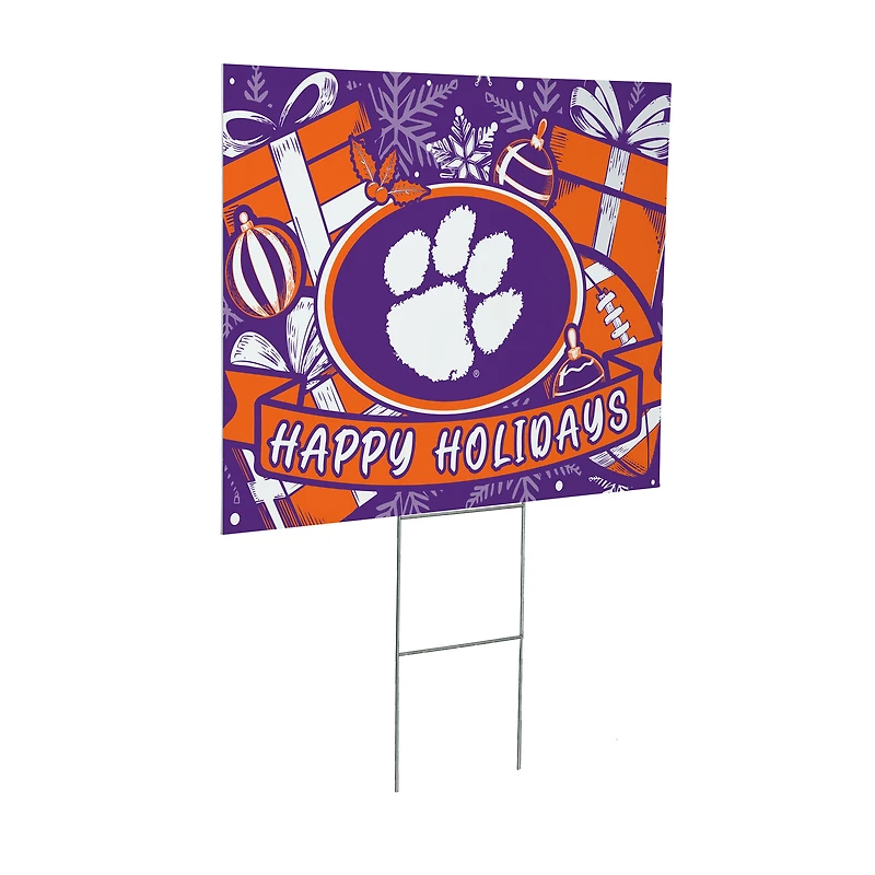 Clemson Tigers 24" x 18" Happy Holidays Christmas Outdoor Staked Yard Sign